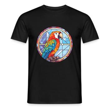 Papagei buntes Aquarell Tier Haustier Illustration - Männer T-Shirt - Schwarz - Vorne - AI Model Male 178 light (178cm)