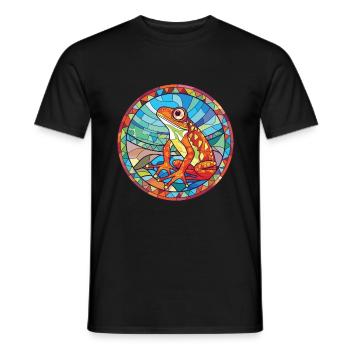 Frosch buntes Aquarell Tier Haustier Illustration - Männer T-Shirt - Schwarz - Vorne - AI Model Male 178 light (178cm)