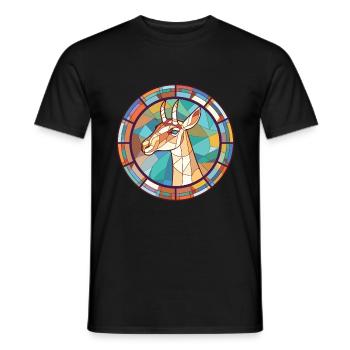 Saiga Colorful Watercolor Animal Pet Illustration - Men's T-Shirt - black - Front - AI Model Male 178 light (178cm)