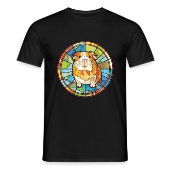 Guinea Pig Colorful Watercolor Animal Illustration - Men's T-Shirt - black - Front - AI Model Male 178 light (178cm)