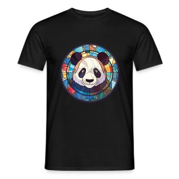 Panda Colorful Watercolor Animal Pet Illustration - Men's T-Shirt - black - Front - AI Model Male 178 light (178cm)