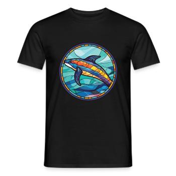 Bunte Aquarell-Tierhaustierillustration des Wals - Männer T-Shirt - Schwarz - Vorne - AI Model Male 178 light (178cm)
