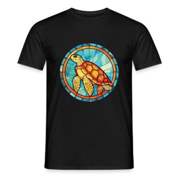 Turtle Colorful Watercolor Animal Pet Illustration - Men's T-Shirt - black - Front - AI Model Male 178 light (178cm)