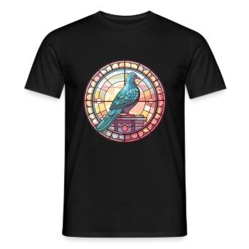 Pigeon Colorful Watercolor Animal Pet Illustration - Men's T-Shirt - black - Front - AI Model Male 178 light (178cm)