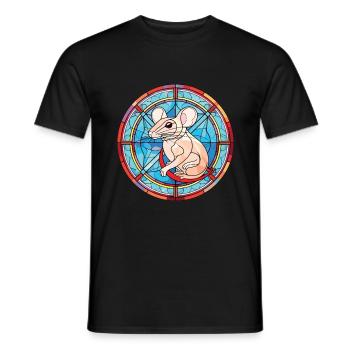 Rat Colorful Watercolor Animal Pet Illustration - Men's T-Shirt - black - Front - AI Model Male 178 light (178cm)