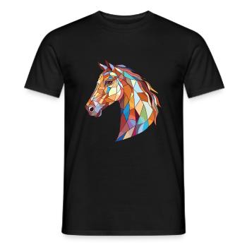 Pferd buntes Aquarell Tier Haustier Illustration - Männer T-Shirt - Schwarz - Vorne - AI Model Male 178 light (178cm)