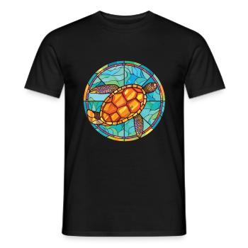Turtle Colorful Watercolor Animal Pet Illustration - Men's T-Shirt - black - Front - AI Model Male 178 light (178cm)