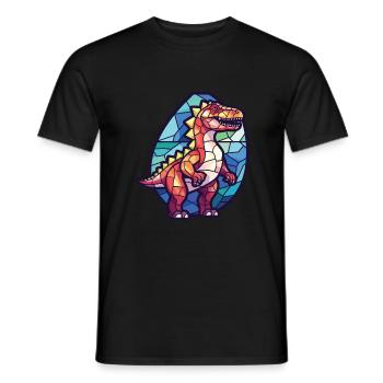 Illustration animale aquarelle colorée de dinosaure - T-shirt homme - noir - Devant - AI Model Male 178 light (178cm)
