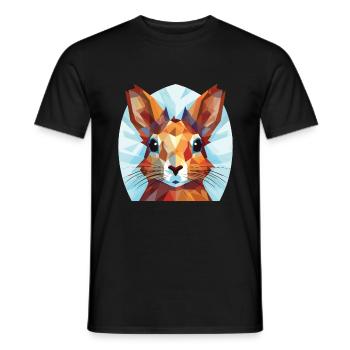 Squirrel Colorful Watercolor Animal Illustration - Men's T-Shirt - black - Front - AI Model Male 178 light (178cm)