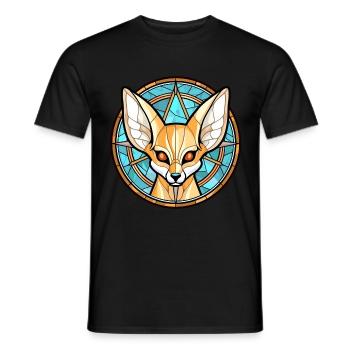 Fennec Fox Colorful Watercolor Animal Illustration - Men's T-Shirt - black - Front - AI Model Male 178 light (178cm)