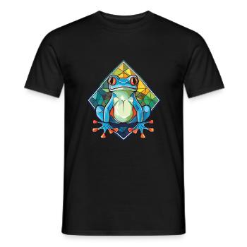 Frog Colorful Watercolor Animal Pet Illustration - Men's T-Shirt - black - Front - AI Model Male 178 light (178cm)