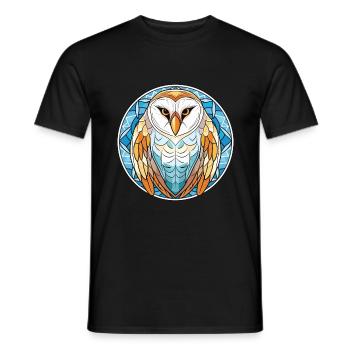 Bunte Aquarell-Tierillustration der Schleiereule - Männer T-Shirt - Schwarz - Vorne - AI Model Male 178 light (178cm)