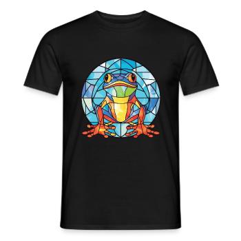 Bunte Aquarell-Tierhaustierillustration des Frosches - Männer T-Shirt - Schwarz - Vorne - AI Model Male 178 light (178cm)