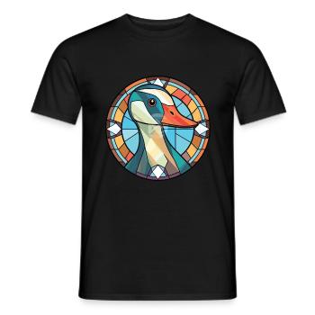 Gans, Buntes, Aquarell, Tier, Haustier, Illustration - Männer T-Shirt - Schwarz - Vorne - AI Model Male 178 light (178cm)