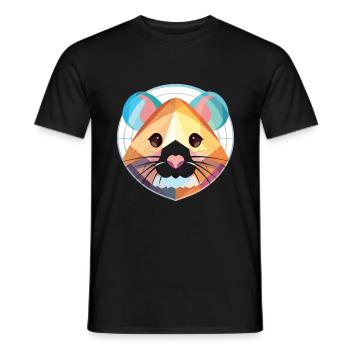 Hamster Colorful Watercolor Animal Illustration - Men's T-Shirt - black - Front - AI Model Male 178 light (178cm)