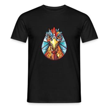 Poule aquarelle colorée Animal animal de compagnie Illustration - T-shirt homme - noir - Devant - AI Model Male 178 light (178cm)