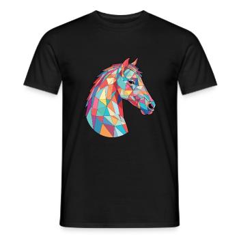 Pferd buntes Aquarell Tier Haustier Illustration - Männer T-Shirt - Schwarz - Vorne - AI Model Male 178 light (178cm)