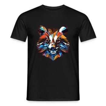 Raccoon Colorful Watercolor Animal Illustration - Men's T-Shirt - black - Front - AI Model Male 178 light (178cm)