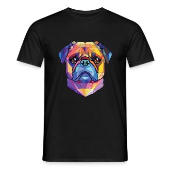 Mops buntes Aquarell Tier Haustier Illustration - Männer T-Shirt - Schwarz - Vorne - AI Model Male 178 light (178cm)