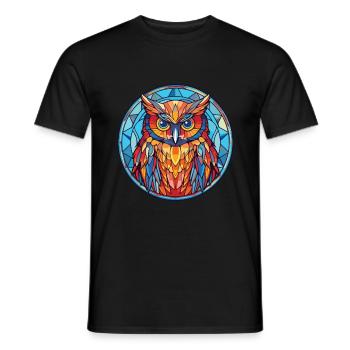 Eule buntes Aquarell Tier Haustier Illustration - Männer T-Shirt - Schwarz - Vorne - AI Model Male 178 light (178cm)