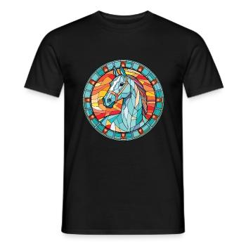 Pferd buntes Aquarell Tier Haustier Illustration - Männer T-Shirt - Schwarz - Vorne - AI Model Male 178 light (178cm)