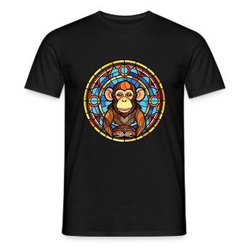 Monkey Colorful Watercolor Animal Pet Illustration - Men's T-Shirt - black - Front - AI Model Male 178 light (178cm)