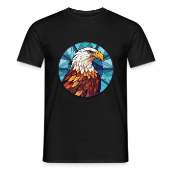 Eagle Colorful Watercolor Animal Pet Illustration - Men's T-Shirt - black - Front - AI Model Male 178 light (178cm)