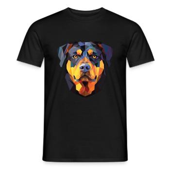 Rottweiler Chien Aquarelle Colorée Animal Cartoon - T-shirt homme - noir - Devant - AI Model Male 178 light (178cm)
