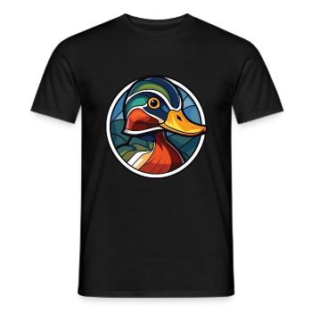 Mandarinente Bunte Aquarell-Tier-Karikatur - Männer T-Shirt - Schwarz - Vorne - AI Model Male 178 light (178cm)
