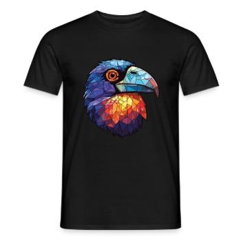 Crow Colorful Watercolor Animal Pet Illustration - Men's T-Shirt - black - Front - AI Model Male 178 light (178cm)
