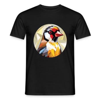 Chardonneret coloré aquarelle Animal Illustration - T-shirt homme - noir - Devant - AI Model Male 178 light (178cm)