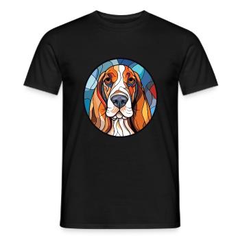 Basset Hund Buntes Aquarell Tier Haustier - Männer T-Shirt - Schwarz - Vorne - AI Model Male 178 light (178cm)