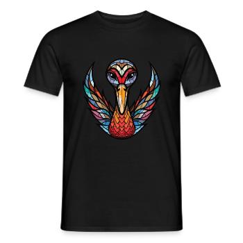 Schwarzer Schwan Buntes Aquarell Tier Illustration - Männer T-Shirt - Schwarz - Vorne - AI Model Male 178 light (178cm)