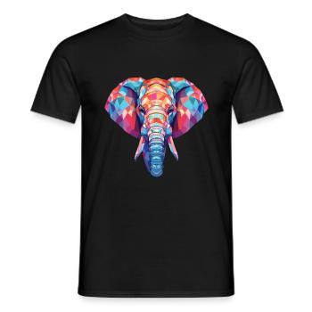 Bunte Aquarell-Tierillustration des Elefanten - Männer T-Shirt - Schwarz - Vorne - AI Model Male 178 light (178cm)