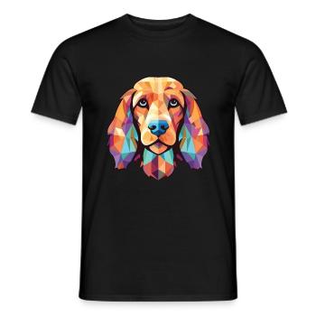 Englischer Cocker Spaniel-Hund, buntes Aquarell-Haustier - Männer T-Shirt - Schwarz - Vorne - AI Model Male 178 light (178cm)