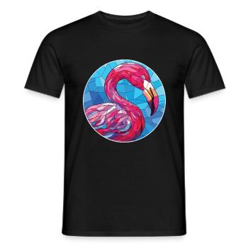 Flamingo Colorful Watercolor Animal Illustration - Men's T-Shirt - black - Front - AI Model Male 178 light (178cm)