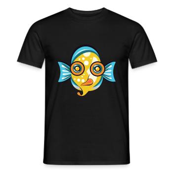 Flounder Fish Colorful Watercolor Animal Cartoon - Men's T-Shirt - black - Front - AI Model Male 178 light (178cm)