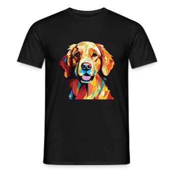 Golden Retriever Colorful Watercolor Animal Pet - Men's T-Shirt - black - Front - AI Model Male 178 light (178cm)
