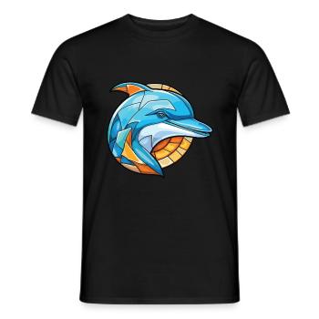 Dolphin Colorful Watercolor Animal Illustration - Men's T-Shirt - black - Front - AI Model Male 178 light (178cm)