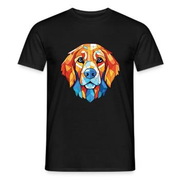 Golden Retriever Colorful Watercolor Animal Pet - Men's T-Shirt - black - Front - AI Model Male 178 light (178cm)
