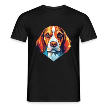 Beagle Hund Buntes Aquarell Tier Illustration - Männer T-Shirt - Schwarz - Vorne - AI Model Male 178 light (178cm)