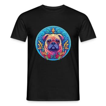 Bunter Hund Buntes Aquarell Tier Cartoon - Männer T-Shirt - Schwarz - Vorne - AI Model Male 178 light (178cm)