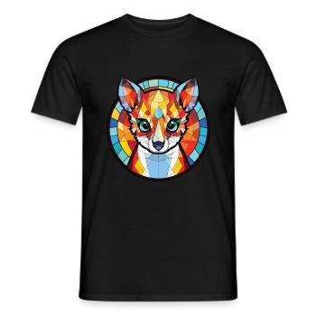 Cat Lemur Colorful Watercolor Animal Illustration - Men's T-Shirt - black - Front - AI Model Male 178 light (178cm)