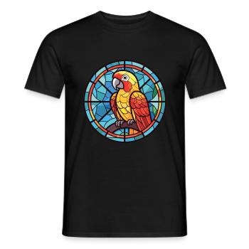 Papagei buntes Aquarell Tier Haustier Illustration - Männer T-Shirt - Schwarz - Vorne - AI Model Male 178 light (178cm)