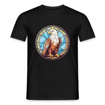 Eagle Colorful Watercolor Animal Pet Illustration - Men's T-Shirt - black - Front - AI Model Male 178 light (178cm)