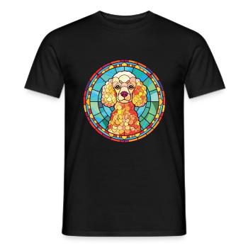 Poodle Dog Colorful Watercolor Animal Illustration - Men's T-Shirt - black - Front - AI Model Male 178 light (178cm)