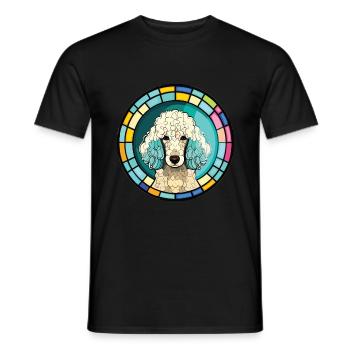 Poodle Dog Colorful Watercolor Animal Illustration - Men's T-Shirt - black - Front - AI Model Male 178 light (178cm)