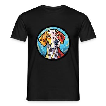 Dalmatiner Hund Buntes Aquarell Tier Karikatur - Männer T-Shirt - Schwarz - Vorne - AI Model Male 178 light (178cm)