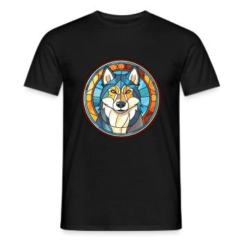 Husky-Hund Bunte Aquarell-Tier-Illustration - Männer T-Shirt - Schwarz - Vorne - AI Model Male 178 light (178cm)