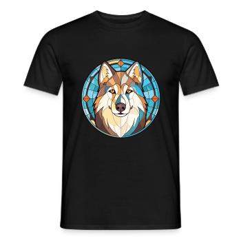 Husky-Hund Bunte Aquarell-Tier-Illustration - Männer T-Shirt - Schwarz - Vorne - AI Model Male 178 light (178cm)